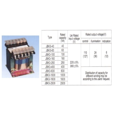 Transformatorius JBK3-100VA 230V-110/36/12V